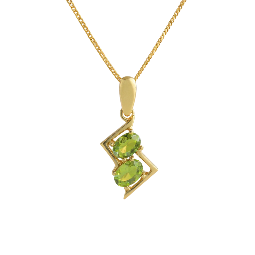 18 KT GOLD PENDANT SET WITH 02 PERIDOTS