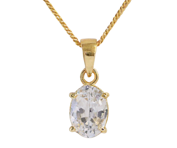 18 KT GOLD PENDANT SET WITH 01 WHITE SAPPHIRE