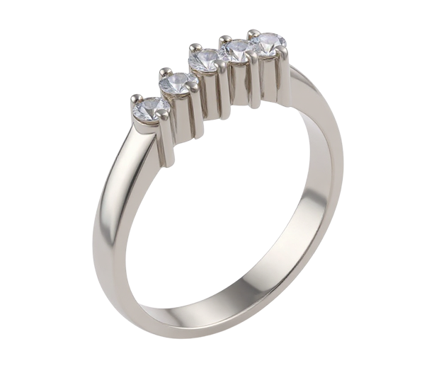 STERLING SILVER RING SET WITH 05 WHITE SAPPHIRES
