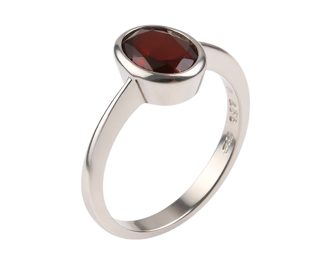 STERLING SILVER RING SET WITH 01 GARNET
