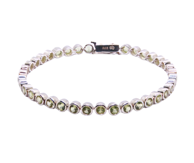 STERLING SILVER BRACELET SET WITH 39 PERIDOTS
