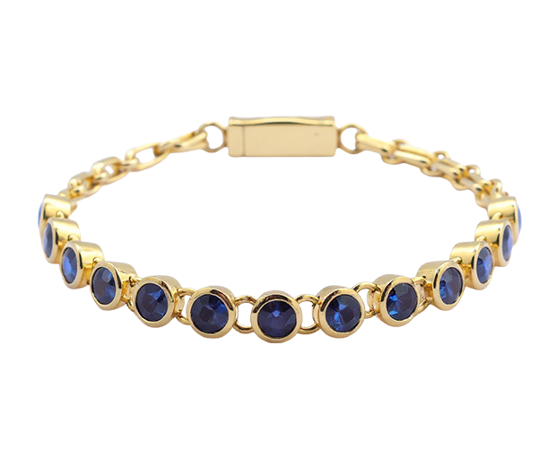 18KT GOLD BRACELET SET WITH 15 BLUE SAPPHIRES
