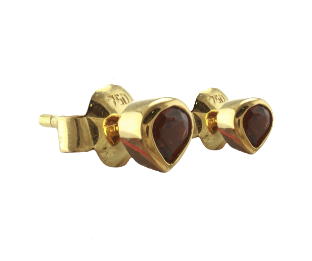 18KT GOLD EARRING PAIR SET WITH 02 GARNETS 