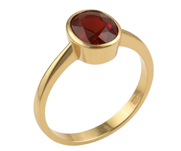 18KT GOLD RING SET WITH 01 GARNET