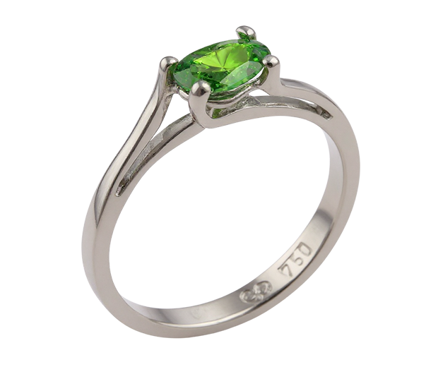 18KT WHITE GOLD RING SET WITH 01 DIOPSIDE 