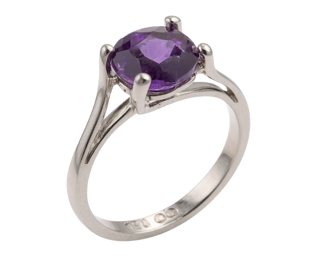 18KT WHITE GOLD RING SET WITH 01 AMETHYST 