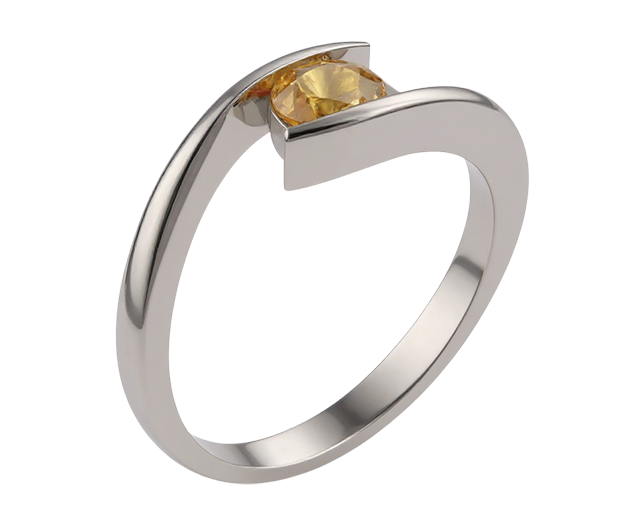 18KT WHITE GOLD RING SET WITH 01 YELLOW SAPPHIRE 