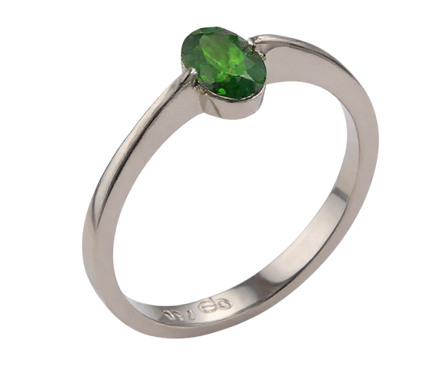 18KT WHITE GOLD RING SET WITH 01 DIOPSIDE 