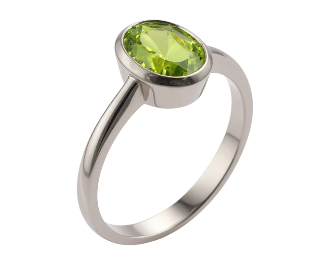 18KT WHITE GOLD RING SET WITH 01 PERIDOT 
