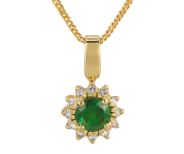 18KT GOLD PENDANT SET WITH 01 CHROME DIOPSIDE 