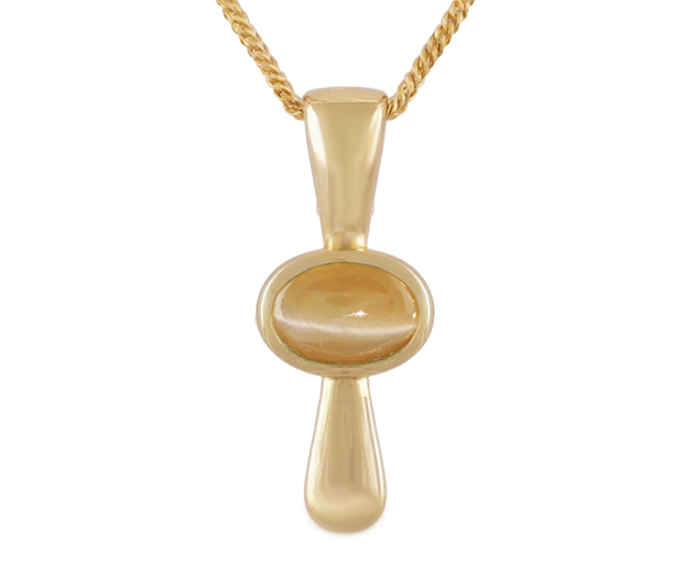 18KT GOLD PENDANT SET WITH CHRYSOBERYL CATS EYE 