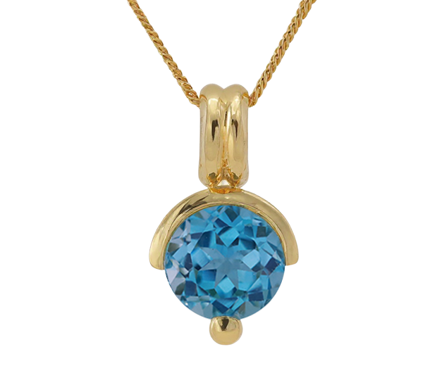 18KT GOLD PENDANT SET WITH 01 BLUE TOPAZ 