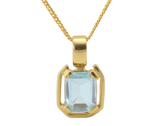 18KT GOLD PENDANT SET WITH 01 AQUAMARINE 