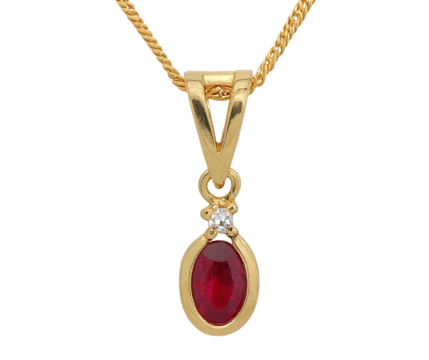 18KT GOLD PENDANT SET WITH 01 RUBY AND 01 DIAMOND 