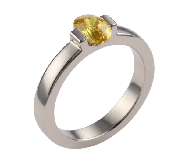 18KT WHITE GOLD RING SET WITH 01 YELLOW SAPPHIRE 