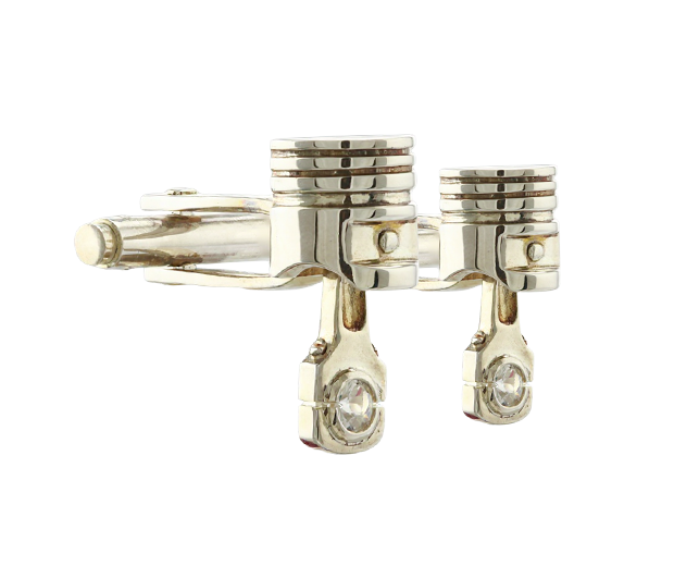 STERLING SILVER CUFFLINK PAIR SET WITH 02 WHITE SAPPHIRES 
