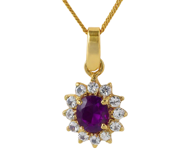 18KT GOLD PENDANT SET WITH 12 WHITE SAPPHIRES 