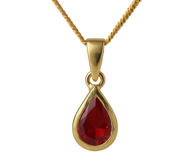 18KT GOLD PENDANT SET WITH 01 GARNET 