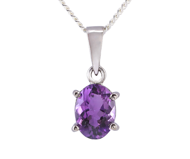 18KT WHITE GOLD PENDANT SET WITH 01 AMETHYST