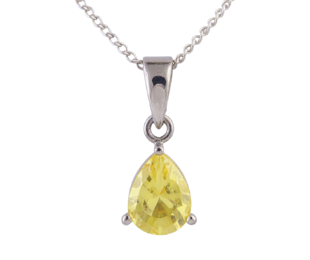 18KT WHITE GOLD PENDANT SET WITH 01 YELLOW SAPPHIRE
